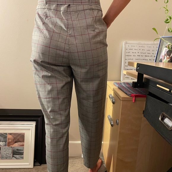 Plaid Paper-bag Pants with tie belt waist - Picture 5 of 6